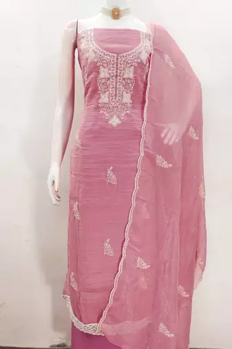 Graceful cranchi embroidered salwar suit material set