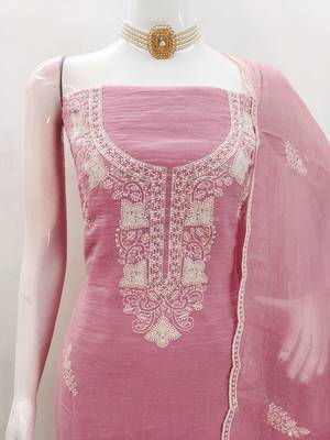 Graceful cranchi embroidered salwar suit material set 3