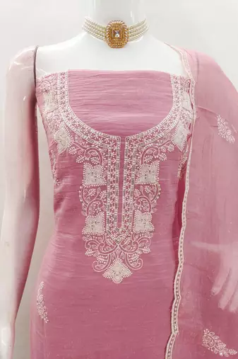 Graceful cranchi embroidered salwar suit material set