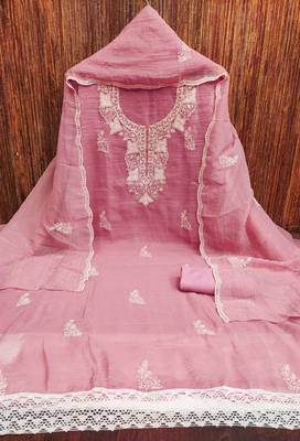 Graceful cranchi embroidered salwar suit material set 4