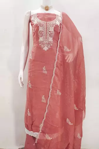Graceful cranchi embroidered salwar suit material set