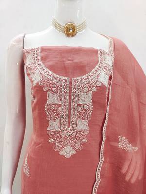 Graceful cranchi embroidered salwar suit material set 3