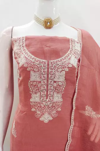 Graceful cranchi embroidered salwar suit material set