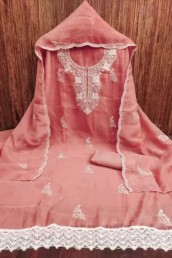 Graceful cranchi embroidered salwar suit material set