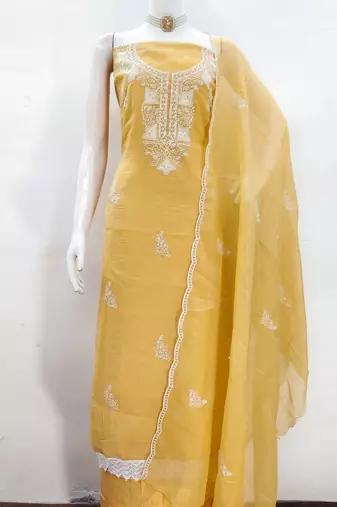 Graceful cranchi embroidered salwar suit material set