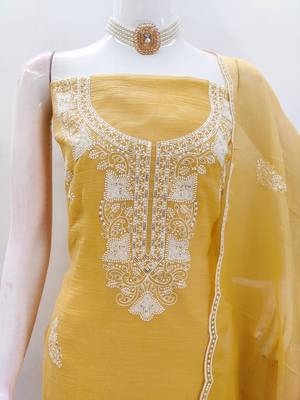 Graceful cranchi embroidered salwar suit material set 3