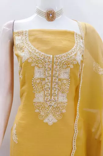 Graceful cranchi embroidered salwar suit material set