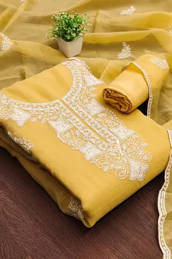 Graceful cranchi embroidered salwar suit material set