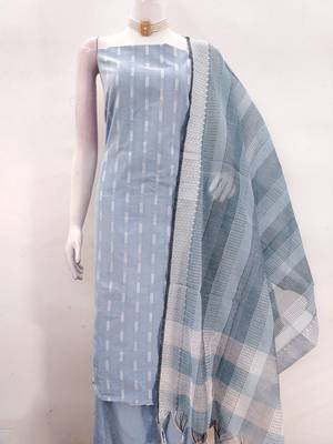 Soothing grey cotton printed salwar suit material set 2