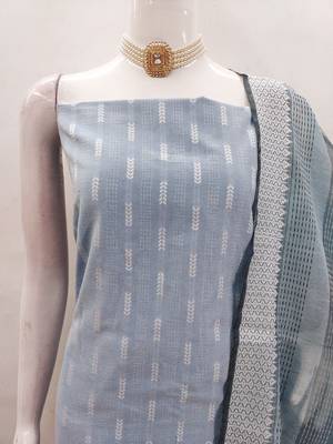 Soothing grey cotton printed salwar suit material set 3