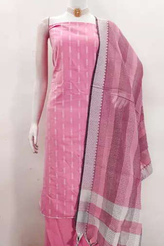 Soothing pink cotton printed salwar suit material set