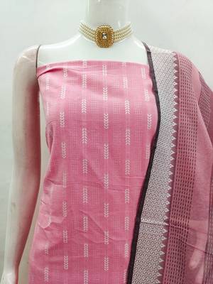 Soothing pink cotton printed salwar suit material set 3