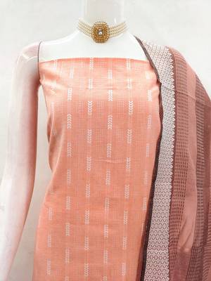 Soothing peach cotton printed salwar suit material set 3