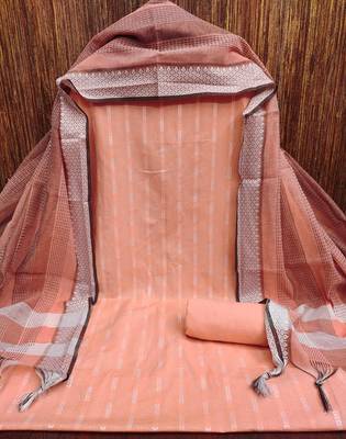 Soothing peach cotton printed salwar suit material set 4