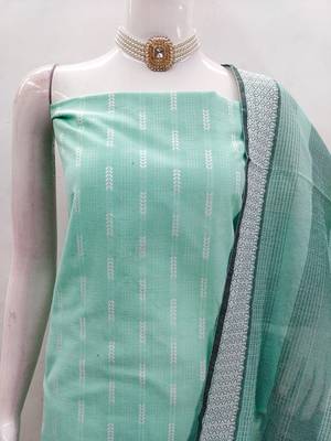 Soothing mint green cotton printed salwar suit material set 3