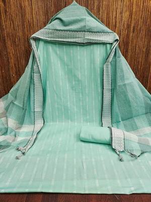 Soothing mint green cotton printed salwar suit material set 4