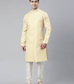 Cream scallop premium self- design kurtas