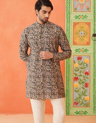 Forest green batik print kurta 3