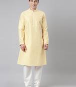 Festive yellow silk chikankari kurtas