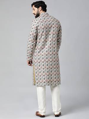 Cream printed chikankari kurtas 4