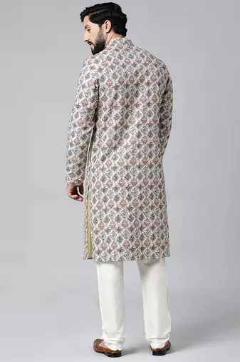 Cream printed chikankari kurtas