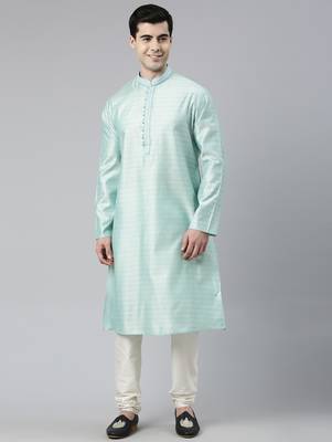 Light blue jacquard silk kurtas 1