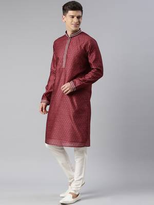 Maroon cotton printed kurtas 3