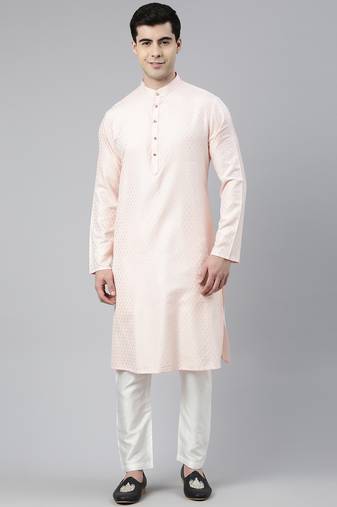 Peach premium jacquard kurtas