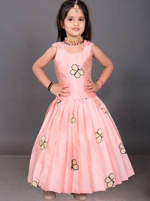 Baby Girls Readymade South Indian Pattu Pavadai Baby Pink Lehenga Choli Set For Kids 1