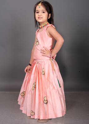 Baby Girls Readymade South Indian Pattu Pavadai Baby Pink Lehenga Choli Set For Kids 2