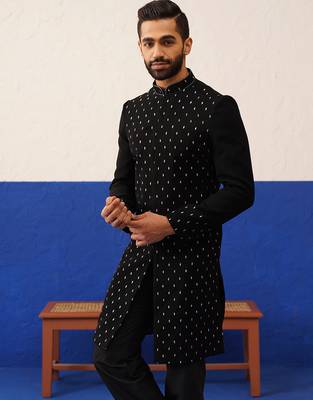 Jiggar thakkar in plain simmer black kurtas 2