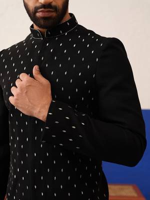 Jiggar thakkar in plain simmer black kurtas 4