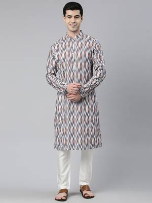 Grey ikat printed kurtas 1