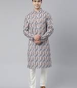 Grey ikat printed kurtas