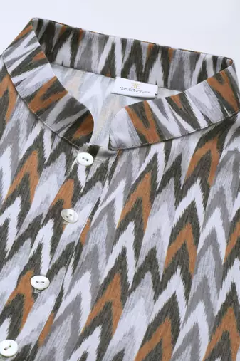 Grey ikat printed kurtas