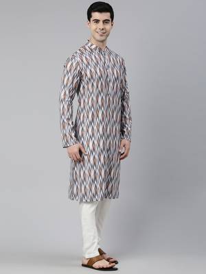 Grey ikat printed kurtas 4