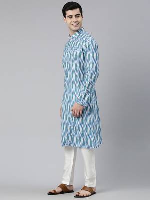 Light blue ikat printed kurtas 3