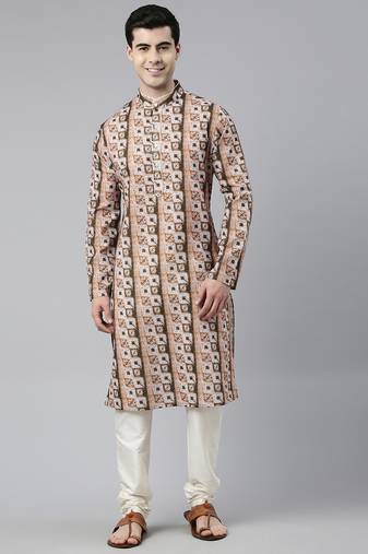 Beige tie dye kurtas