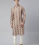 Beige tie dye kurtas