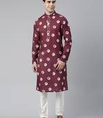 Maroon bandhani kurtas
