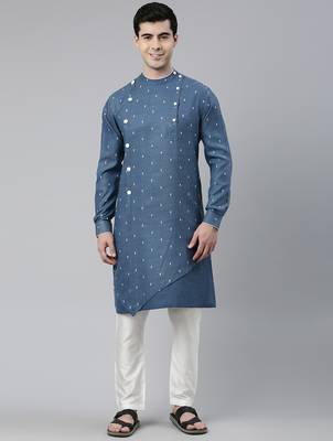 Denim blue design asymmetrical kurtas 1
