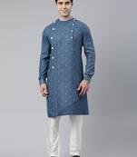 Denim blue design asymmetrical kurtas