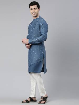 Denim blue design asymmetrical kurtas 3
