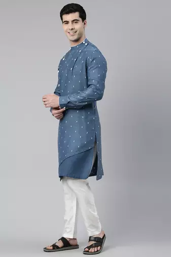 Denim blue design asymmetrical kurtas