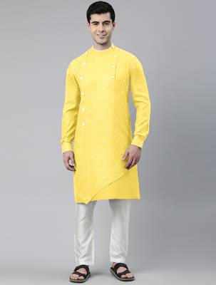 Light yellow asymmetrical kurtas 1
