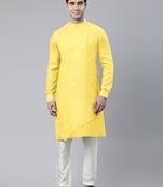 Light yellow asymmetrical kurtas