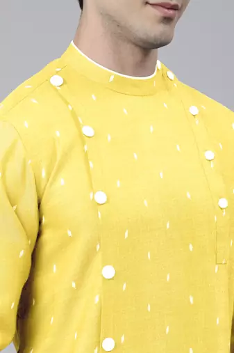 Light yellow asymmetrical kurtas