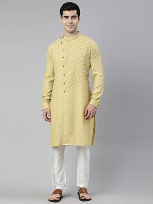 Greenish yellow angrakha kurtas 1