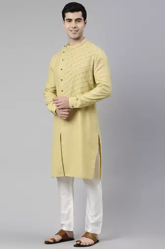 Greenish yellow angrakha kurtas