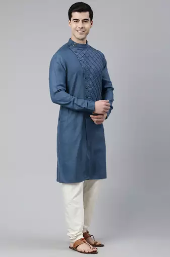 Denim blue angrakha kurtas